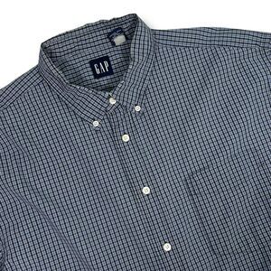 Vintage GAP Plaid Button Down Long Sleeve‎ Dress Shirt Classic Fit XL Blue
